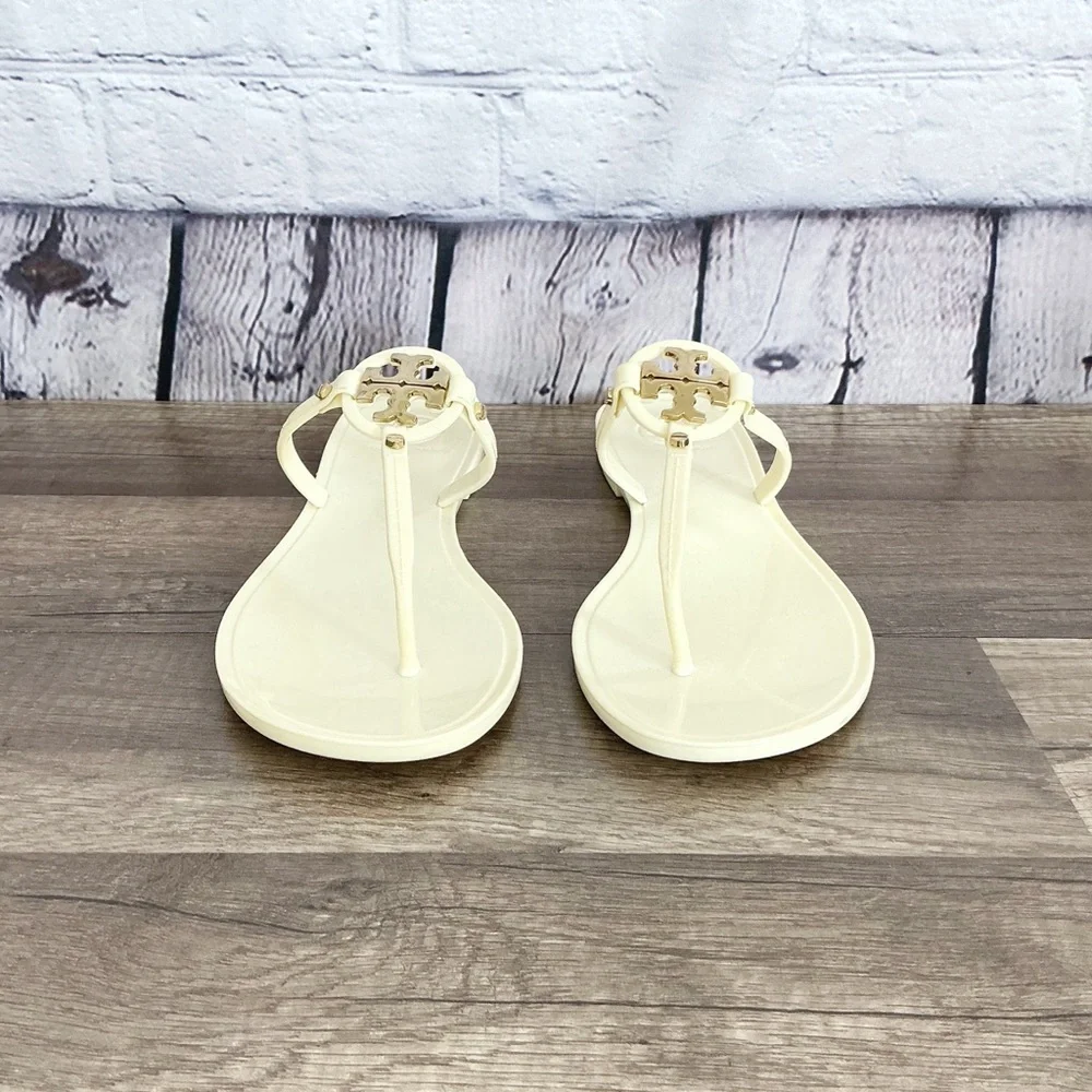 Tory Burch Mini Miller Jelly Flat Thong Ivory Size 8M